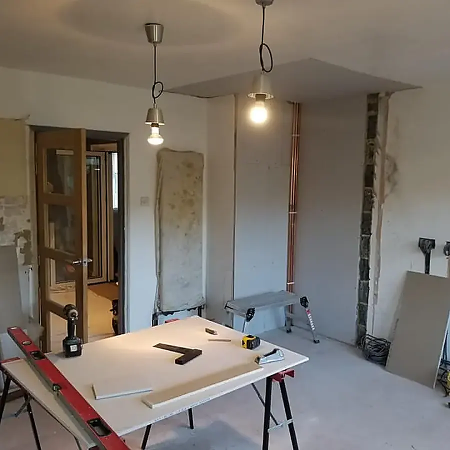 First fix wiring and pendant lights during a renovation