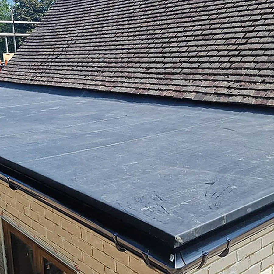 A new rubber flat roof on a single storey extension